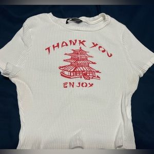 Thank You Fitted crop top shirt